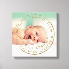 Gouden Geboorteaankondiging Keepsake Edelsteen Fot Canvas Afdruk