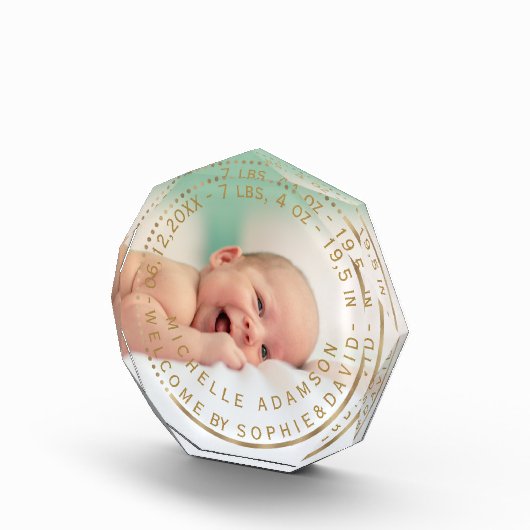 Gouden Geboorteaankondiging Keepsake Edelsteen Fot Fotoblokken (Rechts)