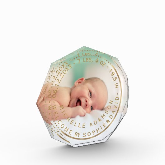 Gouden Geboorteaankondiging Keepsake Edelsteen Fot Fotoblokken (Links)