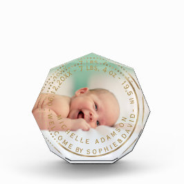 Gouden Geboorteaankondiging Keepsake Edelsteen Fot Fotoblokken