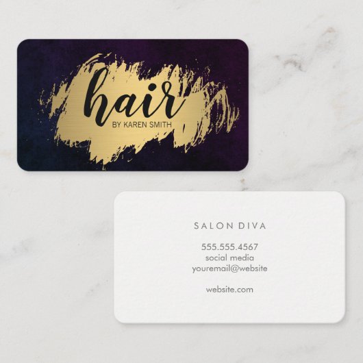 Gouden Geborsteld Haar Logo Visitekaartje (Voorkant / Achterkant)