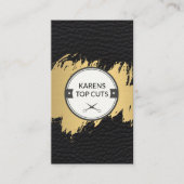 Gouden Geborsteld Leren Salon Visitekaartje (Voorkant)