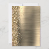 Gouden Geborsteld Metaal Glitter Script Bruiloft Kaart (Achterkant)