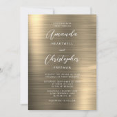 Gouden Geborsteld Metaal Schrift Bruiloft Kaart (Voorkant)