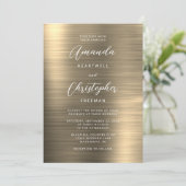 Gouden Geborsteld Metaal Schrift Bruiloft Kaart (Staand voorkant)