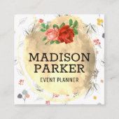 Gouden Geborsteld Naadloos Bloempatroon Vierkante Visitekaartje (Voorkant)