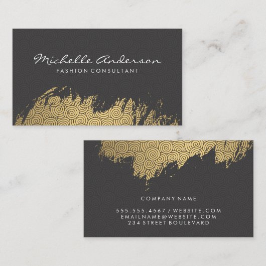 Gouden geborsteld wervelpatroon visitekaartje (Voorkant / Achterkant)