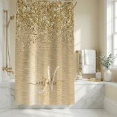 Gouden Geborstelde Metaal Glitter Monogram Naam Douchegordijn