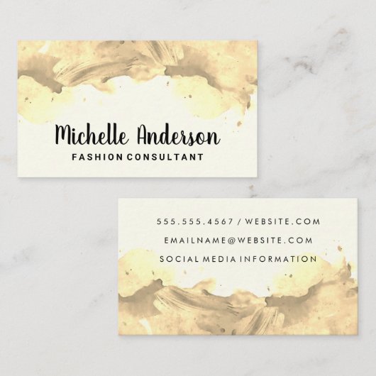 Gouden Geborstelde Waterkleur Textuur Visitekaartje (Voorkant / Achterkant)