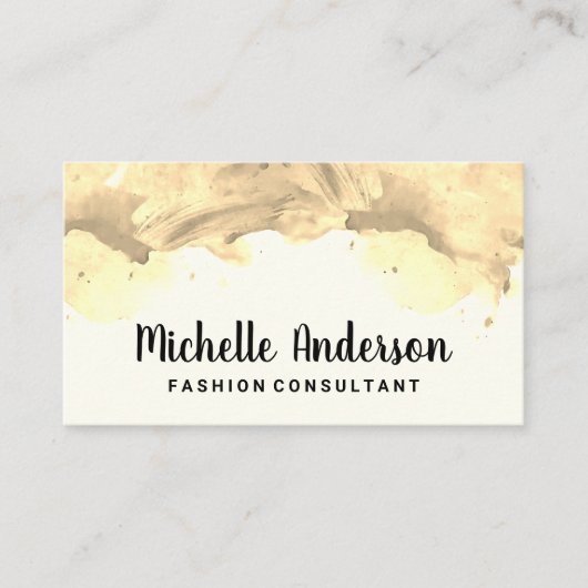 Gouden Geborstelde Waterkleur Textuur Visitekaartje (Voorkant)