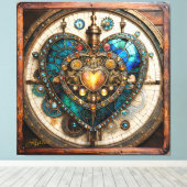 Gouden Gebrand Glas Hart Steampunk Serie Canvas Afdruk (Insitu (Houten vloer))