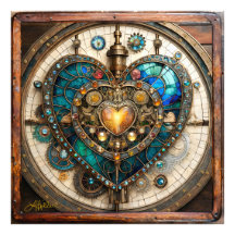 Gouden Gebrand Glas Hart Steampunk Serie