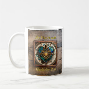 Gouden Gebrand Glas Hart Steampunk Serie Koffiemok