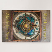Gouden Gebrand Glas Hart Steampunk Serie Legpuzzel (Horizontaal)