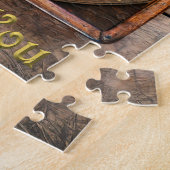Gouden Gebrand Glas Hart Steampunk Serie Legpuzzel (Zijkant)