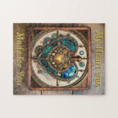 Gouden Gebrand Glas Hart Steampunk Serie Legpuzzel (Horizontaal)