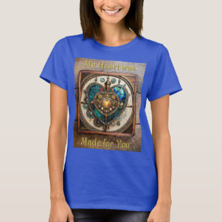 Gouden Gebrand Glas Hart StoomPunk Serie T-shirt