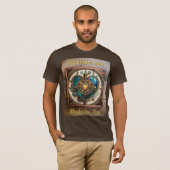 Gouden Gebrandschilderd Glas Hart Steampunk Serie T-shirt (Voorkant volledig)