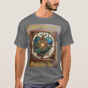Gouden Gebrandschilderd Glas Hart Steampunk Serie T-shirt