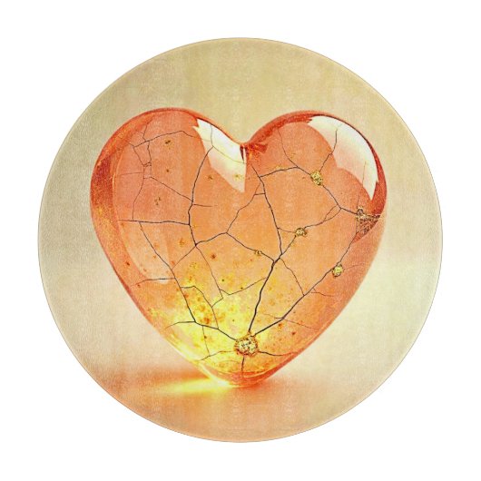 Gouden Gebroken Hart Gloei Snijplank (Voorkant)