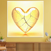 Gouden Gebroken Hart Kunst Canvas Afdruk (Insitu (Woonkamer))