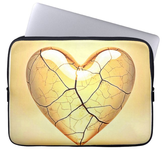 Gouden Gebroken Hart Kunst Laptop Sleeve (Voorkant)