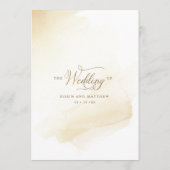 Gouden Geel Aquarel Elegant Trouwmenu Menu (Achterkant)