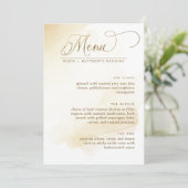 Gouden Geel Aquarel Elegant Trouwmenu Menu (Staand voorkant)