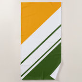 Gouden Geel Bos Groen Wit Racing Stripes Strandlaken (Voorkant)