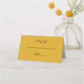 Gouden Geel Eenvoudig Gestileerde Script Bruiloft Plaatskaartje (Voorkant)