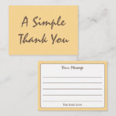 Gouden Geel Eenvoudig Script Dank u Visitekaartje (Voorkant / Achterkant)