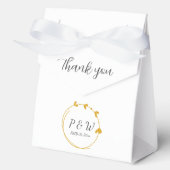 Gouden Geel Eenvoudige Hart Krans Monogram Huwelij Bedankdoosjes (Voorkant)