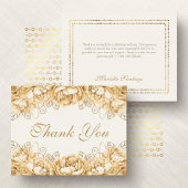 Gouden Geel Elegante Bloemen Quinceanera Bedankkaart