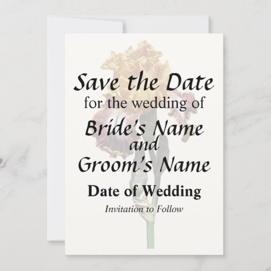Gouden Geel en Bronzen Iris Save The Date (Voorkant)