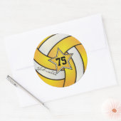 Gouden Geel en Wit Volleybal | DIY-tekst Ronde Sticker (Envelop)