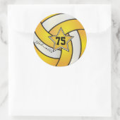 Gouden Geel en Wit Volleybal | DIY-tekst Ronde Sticker (Tas)