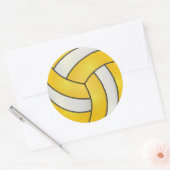 Gouden Geel en Wit Volleybal Ronde Sticker (Envelop)