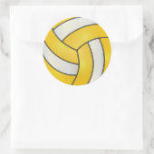 Gouden Geel en Wit Volleybal Ronde Sticker (Tas)