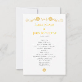 Gouden Geel en Witte Bloemen Trouwprogramma