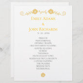 Gouden Geel en Witte Bloemen Trouwprogramma Briefhoofd (Voorkant / Achterkant)