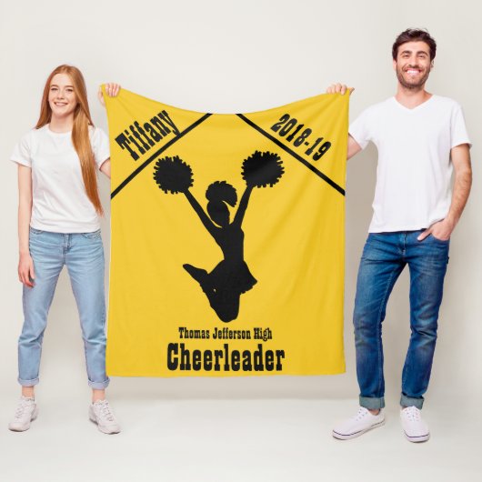 Gouden Geel en Zwart Cheerleader Fleece Deken (In situ)