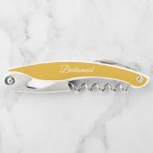 Gouden Geel Gepersonaliseerde Bruidsmeisje Kurkentrekker (Voorkant)