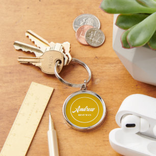 Gouden Geel Gepersonaliseerde bruiloft Beste Man Sleutelhanger
