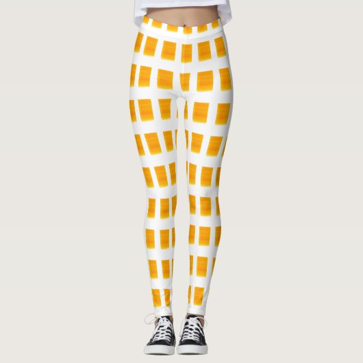 Gouden Geel Geruite Leggings (Voorkant)