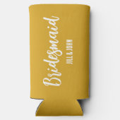 Gouden Geel Gestileerde Bruidsmeisje Seltzer Blikjeskoeler (Achterkant)