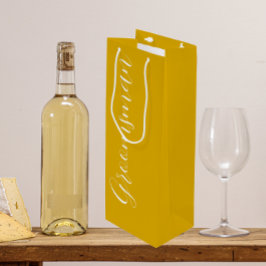 Gouden Geel Gestileerde Script Bruiloftsbruidsman Wijn Cadeautas