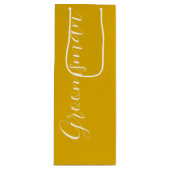 Gouden Geel Gestileerde Script Bruiloftsbruidsman Wijn Cadeautas (Voorkant)