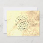 ** Gouden Geel Heilige Geometrie Waterverf bruilof RSVP Kaartje (Achterkant)