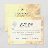 ** Gouden Geel Heilige Geometrie Waterverf bruilof RSVP Kaartje (Voorkant / Achterkant)