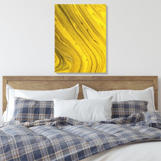 Gouden Geel Marmer Abstracte Vloeibare Kunst Canvas Afdruk (Insitu (Slaapkamer))